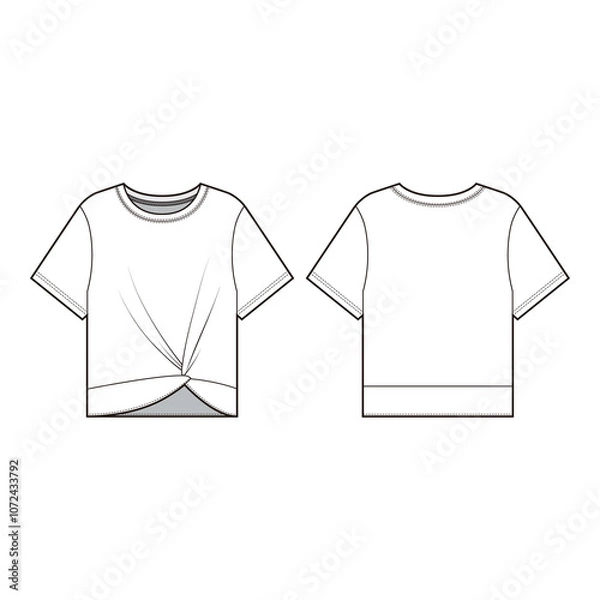 Fototapeta Twisted Front Cropped T-shirt Mockup - Front and Back View
