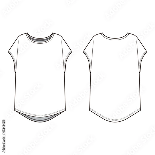 Fototapeta Batwing Sleeve Relaxed Fit T-shirt Mockup - Front and Back View
