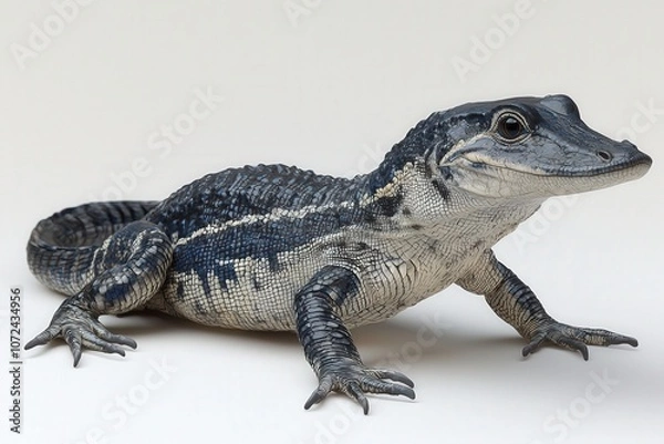 Fototapeta Juvenile alligator on neutral background showcasing natural texture and detail