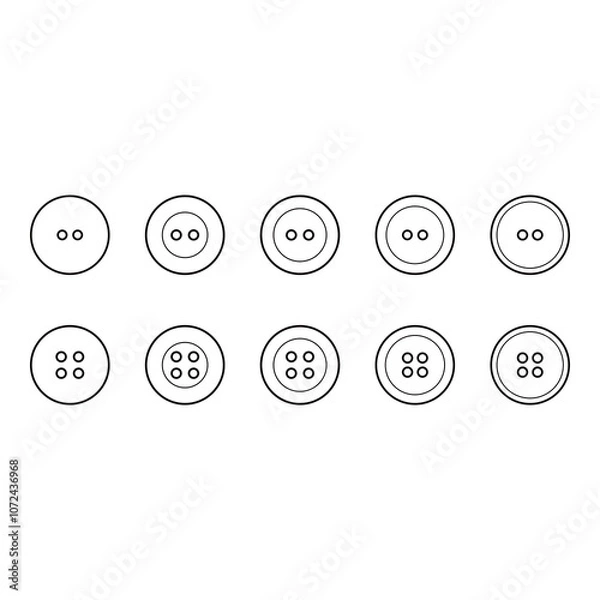 Fototapeta Button Icons Set - Various Hole Counts - Vector Illustration