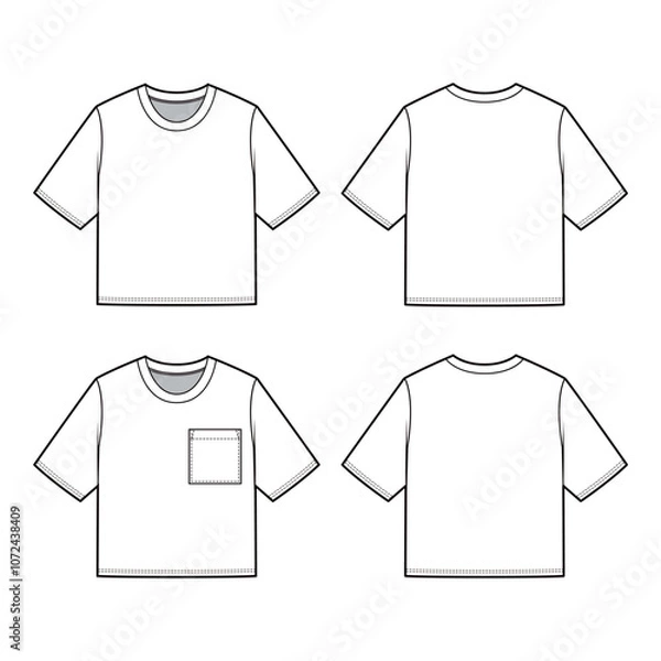 Fototapeta White Crop Top Mockup Set: With and Without Pocket
