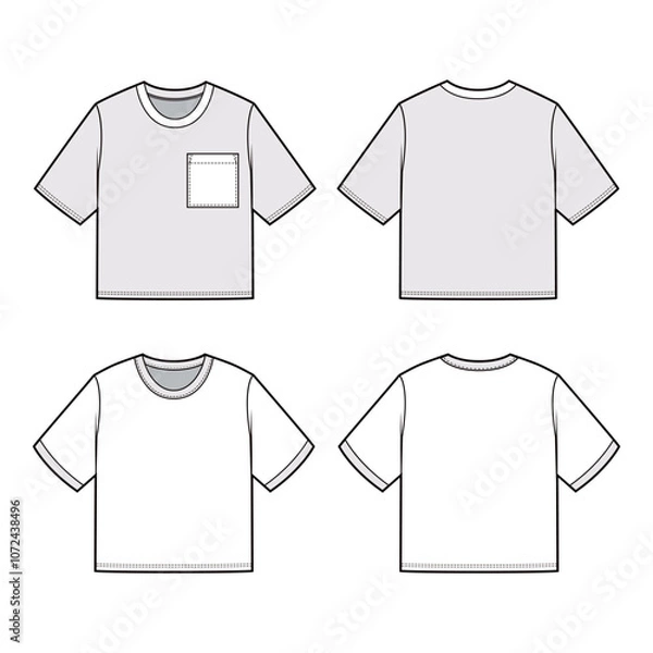 Fototapeta White Crop Top Mockup Set: With and Without Pocket
