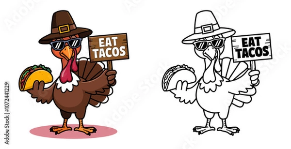 Obraz Funny turkey with a sign vector t-shirt design