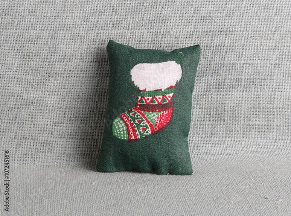 Obraz Pillow with christmas stocking
