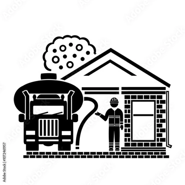Fototapeta Vector illustration, logo, car icon for septic tank. Isolated on a white background.	