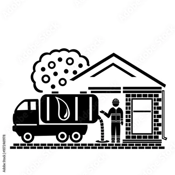 Fototapeta Vector illustration, logo, car icon for septic tank. Isolated on a white background.	