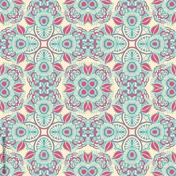 Obraz Seamless abstract pattern, hand drawn texture for Wedding, Bridal, Valentine's day or Birthday Invitations. Floral geometric background. Fabric or paper print.