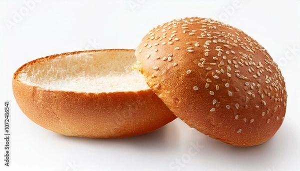 Fototapeta open burger bun on white background