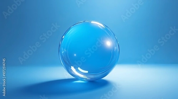 Obraz A blue translucent light sphere with glares and transparency effects