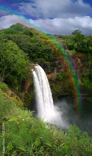 Obraz Wodospad w Kauai na Hawajach Z Rainbow