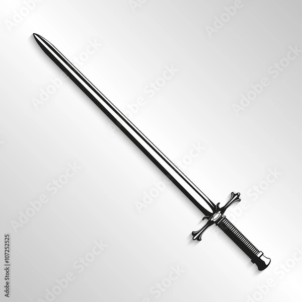 Obraz Sword. Vector illustration. Black and white view.