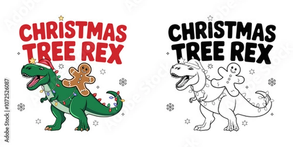 Fototapeta christmas trex vector t-shirt design