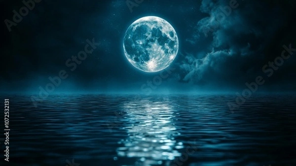 Fototapeta Full Moon Reflecting Over Calm Ocean