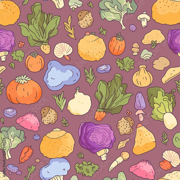 Fototapeta A seamless and repeatable background pattern of organic and biodegradable waste for compost. 