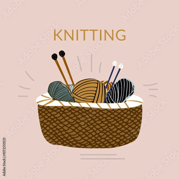 Obraz Basket knit spoke wool needlework vector artwork