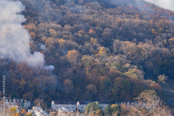 Obraz Wildfires  on Neversink Mountain in Berks County, Pennsylvania