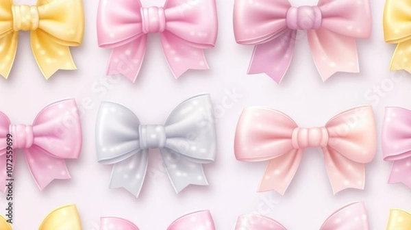 Obraz Pastel-colored satin bows arranged in a repeating pattern
