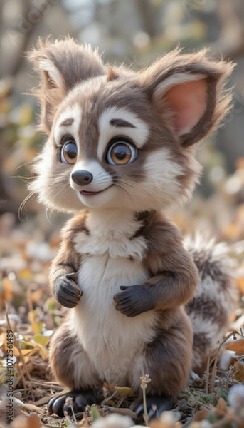 Fototapeta Adorable Lemur Holding Its Paws in a Sunlit Forest