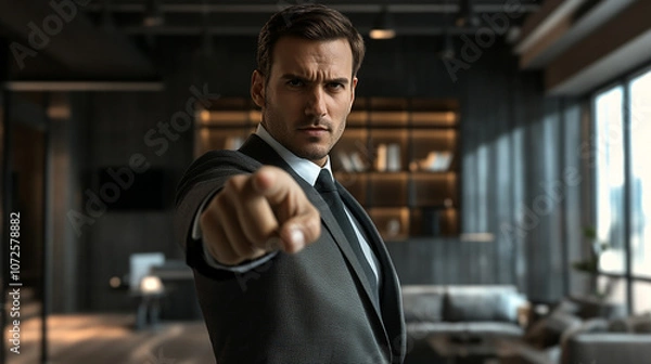 Fototapeta Dynamic Businessman Gesturing Forward