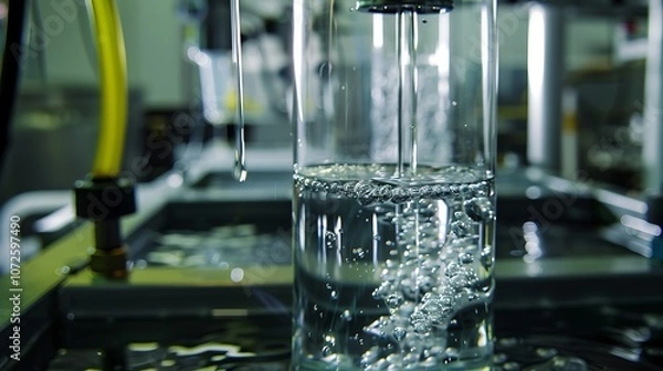 Obraz Electrolysis: Separation of water into hydrogen and oxygen with electricity