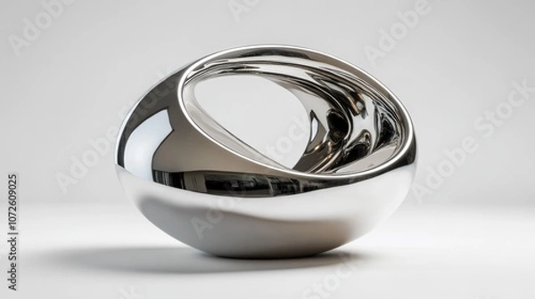 Fototapeta Modern Abstract Sculpture in Polished Metal Finish