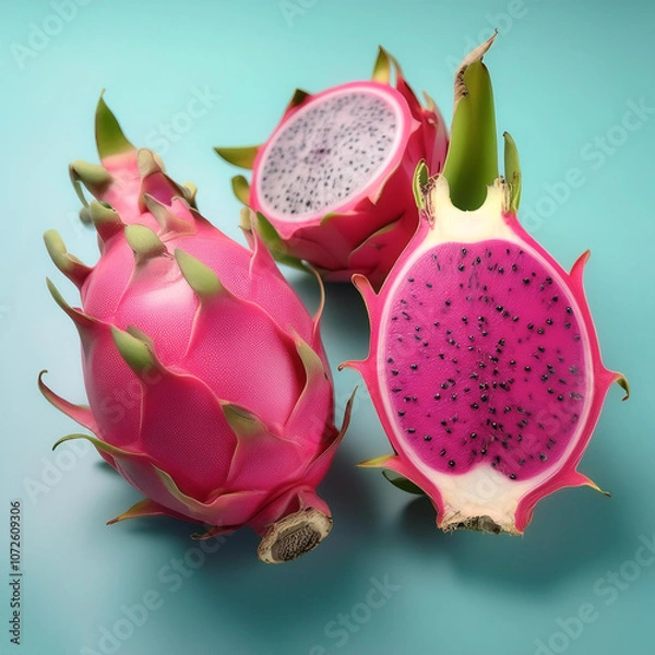 Fototapeta Dragon fruit, isolated on a pastel