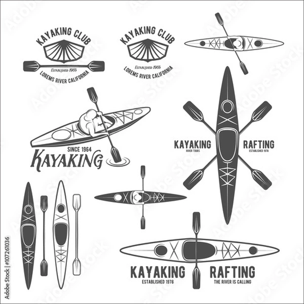 Obraz Zestaw starych etykiet raftingowych