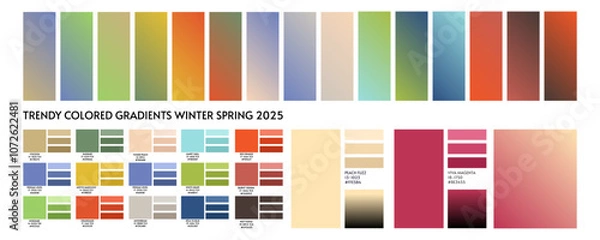 Fototapeta ACTUAL FRESH New fashion color and gradients trend winter spring season 2025 2026. Color palette forecast of the future color trend	