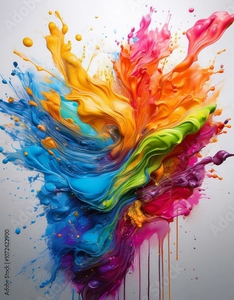 Fototapeta A vibrant explosion of colorful paint, capturing the energy and beauty of abstract art.