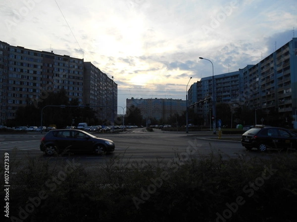 Fototapeta City architecture, apartment blocks from the PRL period, Wroclaw, Poland