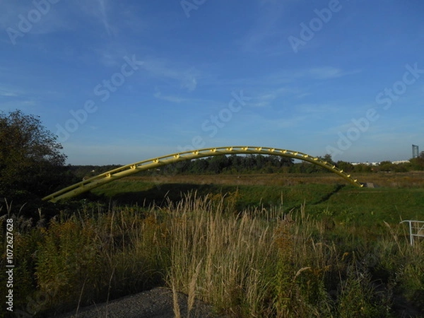 Fototapeta Gas pipeline over the river. Wrocław, Poland.