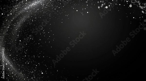 Obraz Trendy shiny silver and black background. Defocused glitter vintage lights Christmas wallpaper with text space on the right