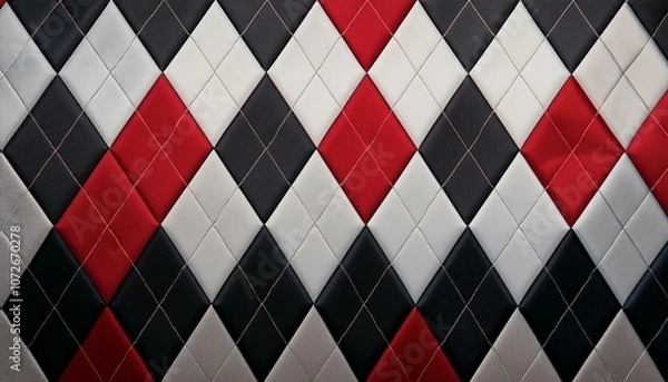 Obraz 深い赤と落ち着いたグレー、黒、白が調和したアーガイル・チェック。クラシカルな印象を与えるシックで上品なデザイン。
