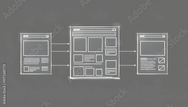 Fototapeta Website Design Wireframe Examples Of Web And Mobile Wireframe Sketches Printable isolated with white highlights, png