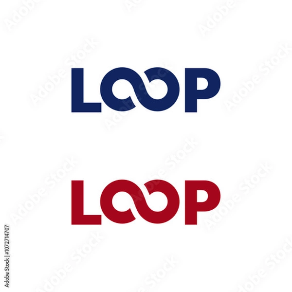 Fototapeta ロゴ「LOOP」インフィニティ結合文字マーク / “LOOP” Wordmark with Infinity-Style Double-O