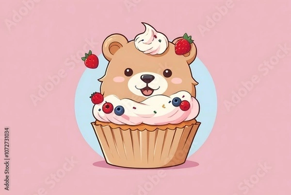 Obraz cupcake with pink ribbon