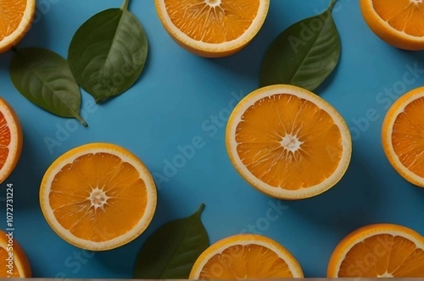 Obraz orange slices with leaves