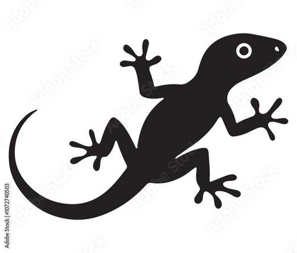 Fototapeta Lizard on white background, Vector isolated one single gecko lizard, Silhouette lizard icon