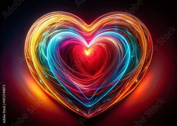 Fototapeta Glowing Heartbeat: A Vibrant Heart Illuminated Against a Dark Backdrop Symbolizing Vitality, Health, and the Connection Between Love and Well-Being