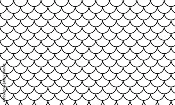 Obraz abstract black outline fish scale pattern.
