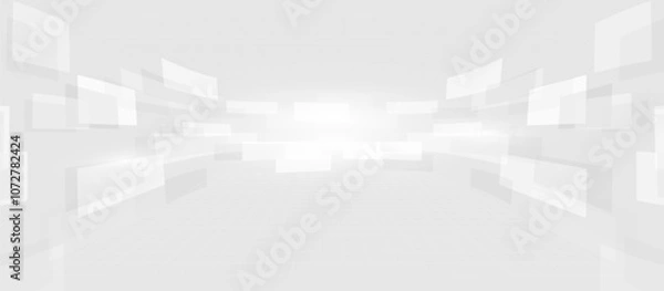 Obraz Abstract White Background with Floating Panels and Perspective Grid
