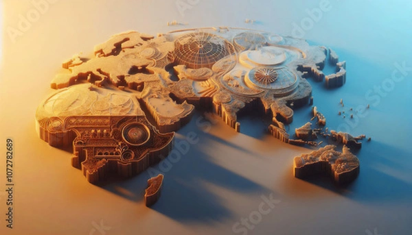 Fototapeta 3D World Map