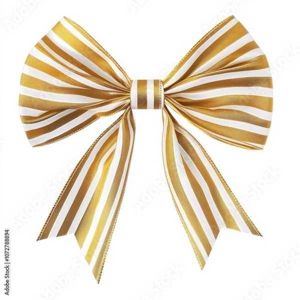 Fototapeta Elegant golden striped bow for decorations.