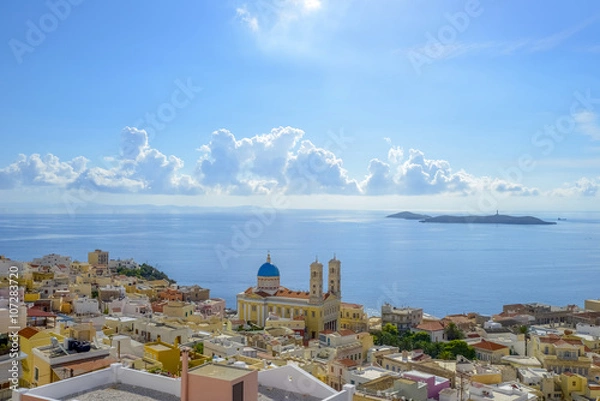 Fototapeta Syros island. Panoramic view of one of the most beautiful island