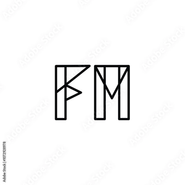 Fototapeta FM monogram logo design letter text name symbol monochrome logotype alphabet character simple logo