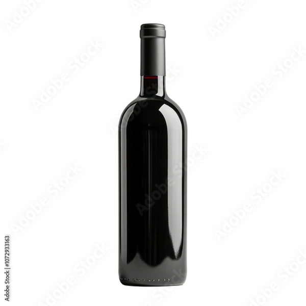 Fototapeta A full red wine bottle isolated on white background with a label