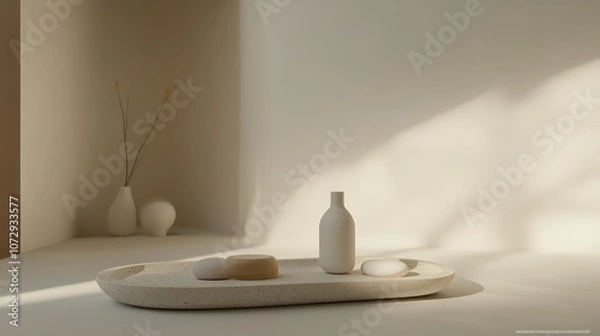 Fototapeta Minimalist Bathroom Setting with Soft Morning Light