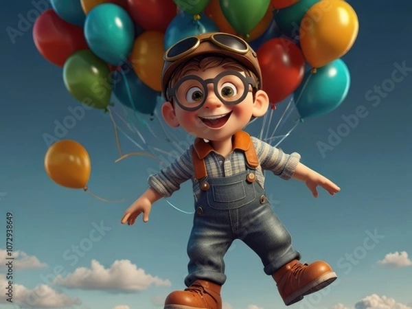 Fototapeta child clown with balloons