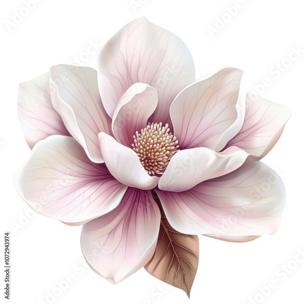 Fototapeta A stunning magnolia flower in intricate detail, showcasing its delicate petals and soft colors, perfect for adding a touch of elegance to any design.