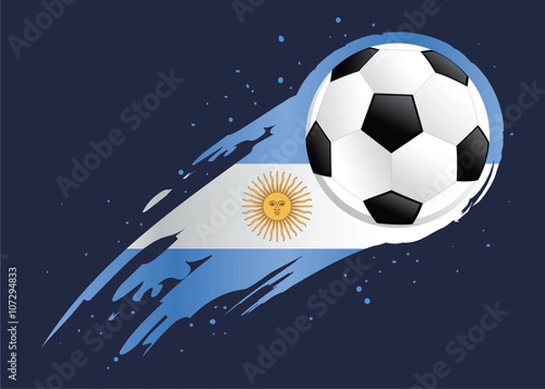 Fototapeta Soccer Ball With Abstract Argentina Insignia Background